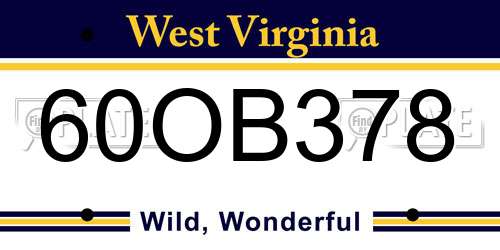 60OB378 West Virginia License Plate
