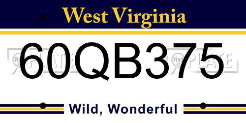60QB375 West Virginia License Plate