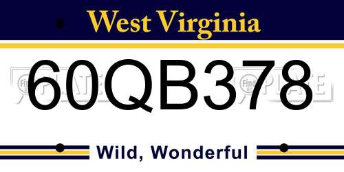 60QB378 West Virginia License Plate