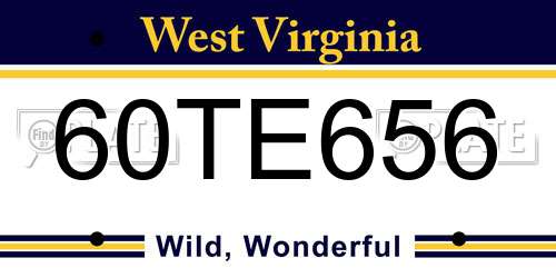 60TE656 West Virginia License Plate
