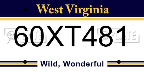 60XT481 West Virginia License Plate