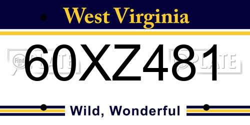 60XZ481 West Virginia License Plate