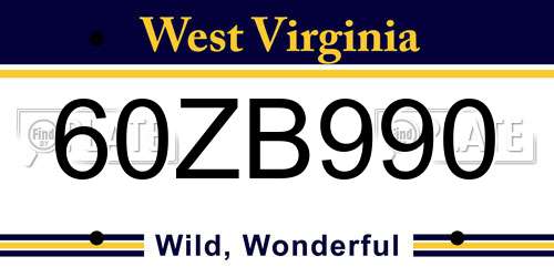 60ZB990 West Virginia License Plate