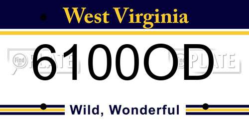 6100OD West Virginia License Plate