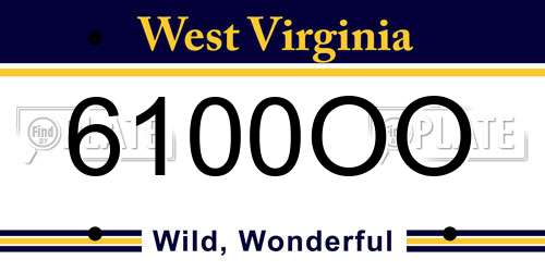 6100OO West Virginia License Plate