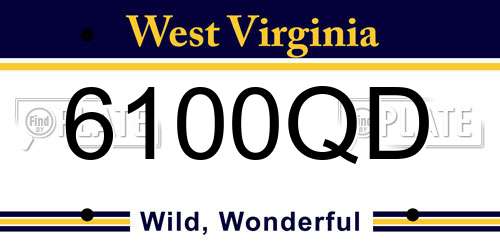 6100QD West Virginia License Plate