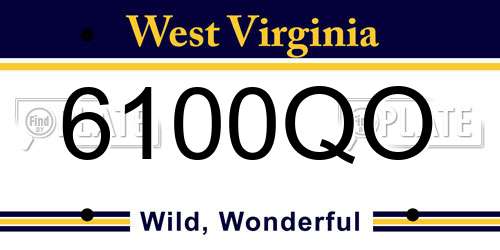 6100QO West Virginia License Plate