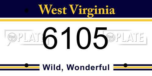 6105 West Virginia License Plate