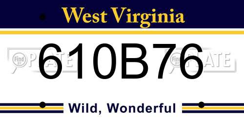 610B76 West Virginia License Plate
