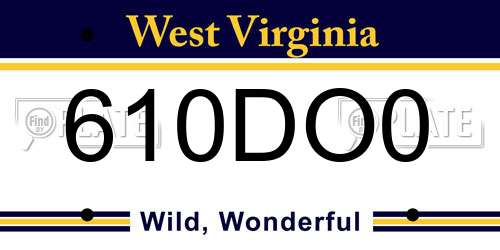 610DO0 West Virginia License Plate