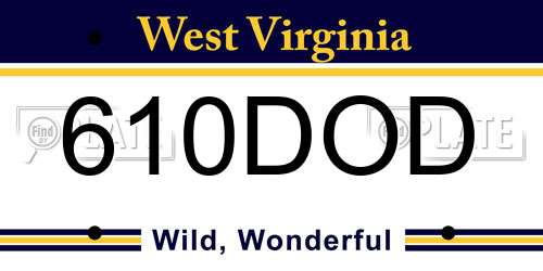 610DOD West Virginia License Plate