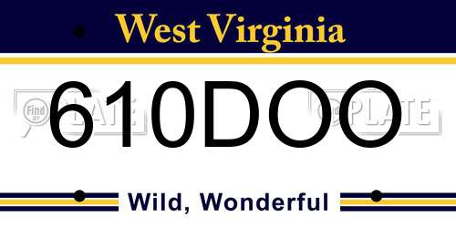 610DOO West Virginia License Plate
