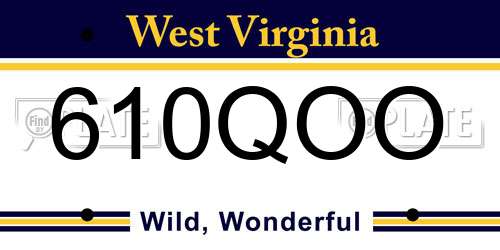 610QOO West Virginia License Plate