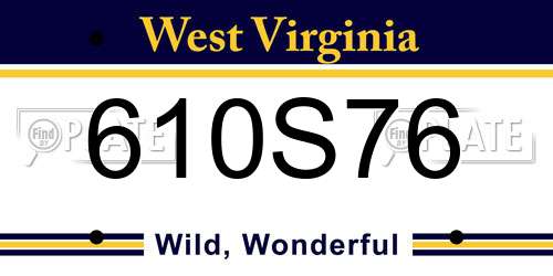 610S76 West Virginia License Plate
