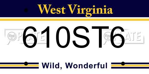 610ST6 West Virginia License Plate