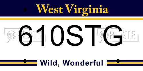 610STG West Virginia License Plate