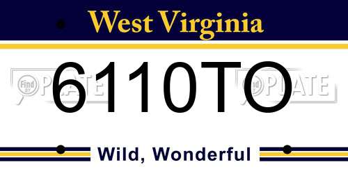 6110TO West Virginia License Plate
