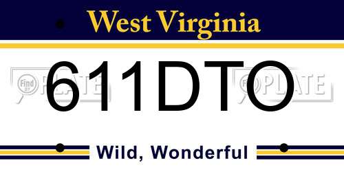 611DTO West Virginia License Plate
