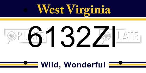 6132ZI West Virginia License Plate