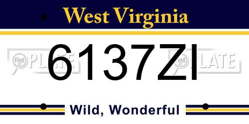 6137ZI West Virginia License Plate