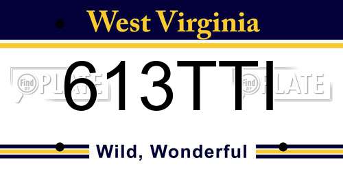 613TTI West Virginia License Plate