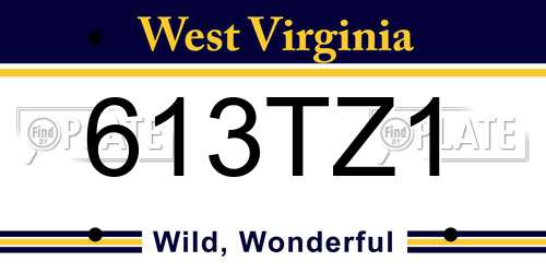 613TZ1 West Virginia License Plate