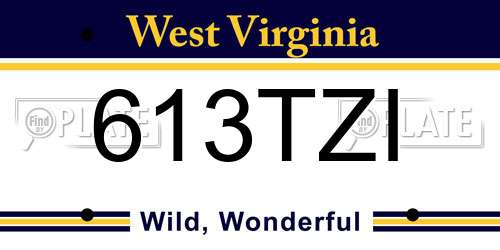 613TZI West Virginia License Plate