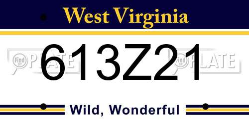 613Z21 West Virginia License Plate