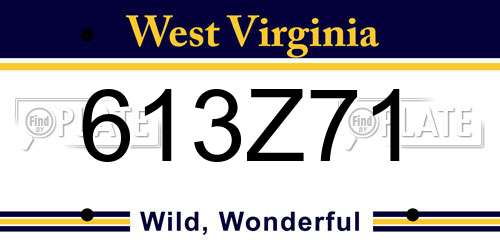 613Z71 West Virginia License Plate
