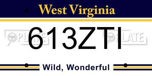 613ZTI West Virginia License Plate