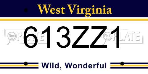 613ZZ1 West Virginia License Plate