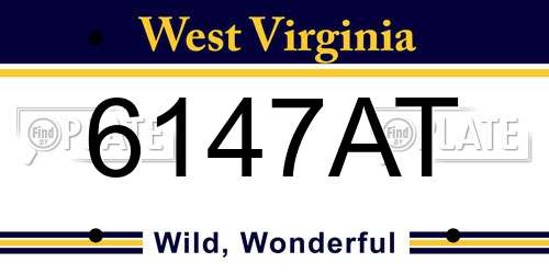 6147AT West Virginia License Plate