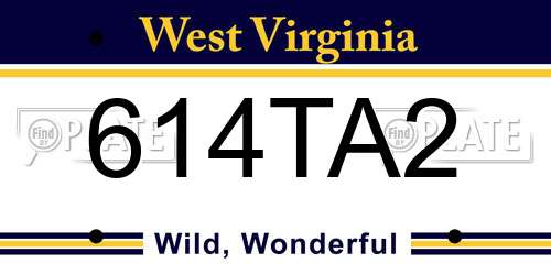 614TA2 West Virginia License Plate