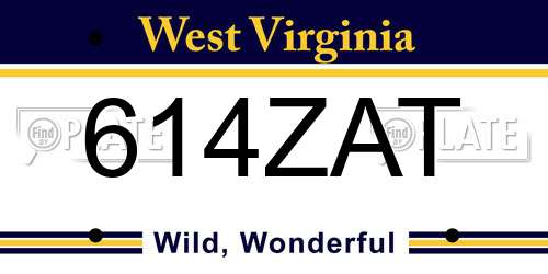 614ZAT West Virginia License Plate