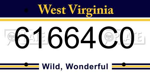 61664C0 West Virginia License Plate
