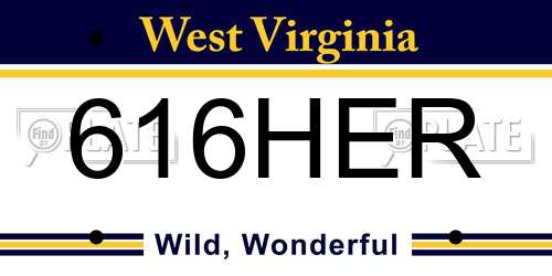 616HER West Virginia License Plate