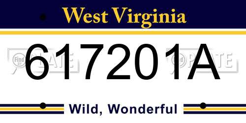 617201A West Virginia License Plate