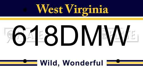 618DMW West Virginia License Plate