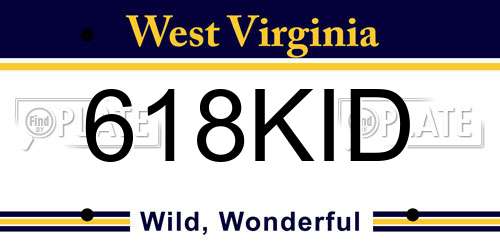 618KID West Virginia License Plate