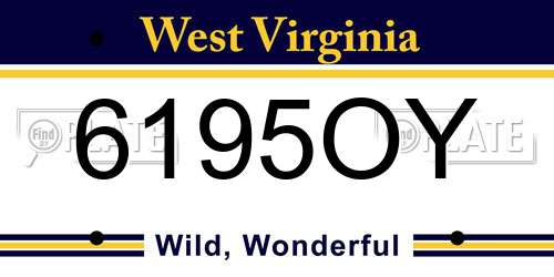 6195OY West Virginia License Plate
