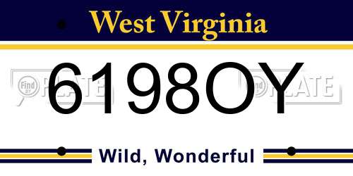6198OY West Virginia License Plate