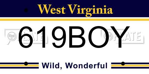 619BOY West Virginia License Plate