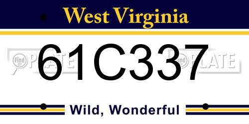 61C337 West Virginia License Plate
