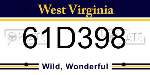 61D398 West Virginia License Plate