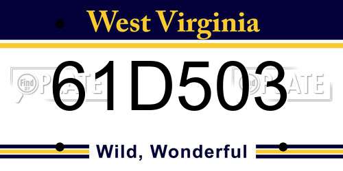 61D503 West Virginia License Plate