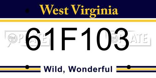 61F103 West Virginia License Plate