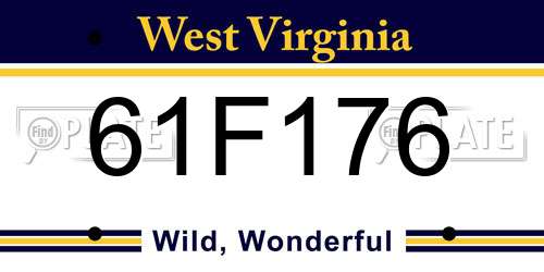 61F176 West Virginia License Plate