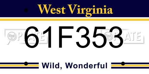 61F353 West Virginia License Plate