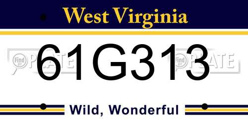 61G313 West Virginia License Plate