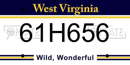 61H656 West Virginia License Plate